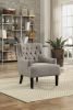 Modern Traditional Accent Chair Button Tufted Textured Fabric Upholstery Solid Wood 1pc Living Room Furniture - as Pic