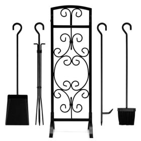 Wrought Iron Fireplace Tools with Decor Holder (style: C)