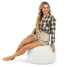 Jaxx Ellis Ottoman Shearling Faux-Lamb Plush Pouf for Modern Interior Design (Option: Small White)