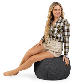 Jaxx Ellis Ottoman Shearling Faux-Lamb Plush Pouf for Modern Interior Design (Option: Small Black)