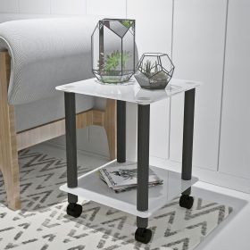 2-Tier Space End Table ; Modern Night Stand;  Sofa table;  Side Table with Storage Shelve (Color: White/Black)
