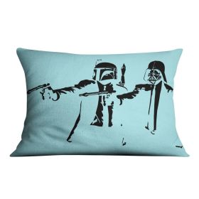 Banksy Pulp Fiction Star Wars Light Blue Cushion (Insert: Without Insert, size: 14" X 14")