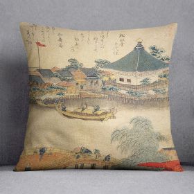 The Shrine Komagata Do in Komagata by Hokusai Cushion (Insert: Without Insert, size: 18" X 18")