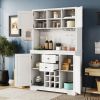 Coffee Bar Cabinet Kitchen Cabinet with Storage, Farmhouse Wine Cabinet with Drawers shelves and cabinets