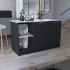 Juniper Kitchen Island with Large Top Surface, Double Door Cabinet, and Open Shelves