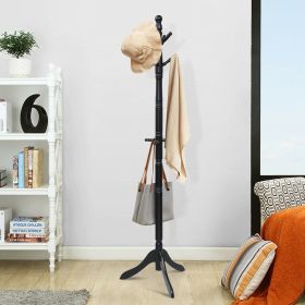 Entryway Adjustable Free Standing Wooden Coat Rack Brown (Color: Gray)