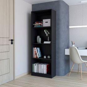 Bookcase Benzoni, Office (Color: Black, style: 4-shelf)
