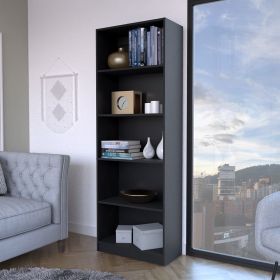 Bookcase Benzoni, Office (Color: Black, style: 5-shelf)