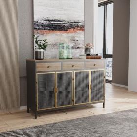 48" Wide 4 Doors Modern Sideboard with 3 Top Drawers, Freestanding Sideboard Storage Cabinet Entryway Floor Cabinet for Living Room Office Bedroom (Option: A)