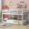 Twin Size Modern Solid Wood Floor Bunk Low Loft Bed with Ladder