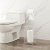 Metal Frame Toilet Paper Holder Stand, Bathroom Tissue Organizer