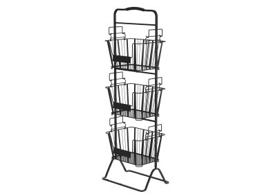 Oceanstar 3-Tier Metal Wire Storage Basket Stand with Removable Baskets – Black (Option: Upright)