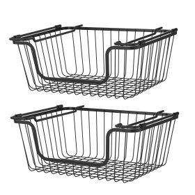 Oceanstar Stackable Metal Wire Storage Basket Set for Pantry, Countertop, Kitchen or Bathroom (Qty: 2pc, size: 10x14x6)
