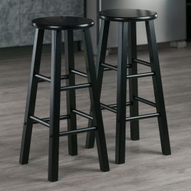 Element 2-Pc Square Leg Bar Stool Set (Color: Black)