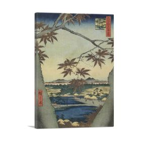 The Maple Leaves of Mama - Tekona Shrine and Tsugi Bridge 1857 (Type: Standard Framed Canvas Print, size: 28" x 20" / 70cm x 50cm (approx))