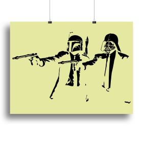 Banksy Pulp Fiction Star Wars Yellow Canvas Print or Poster (Type: Standard Framed Canvas Print, size: 24" x 16" / 60cm x 40cm (approx))