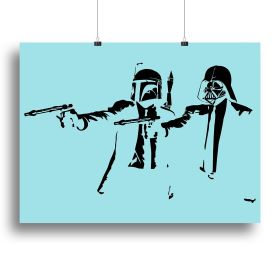 Banksy Pulp Fiction Star Wars Light Blue Canvas Print or Poster (Type: Poster Print, size: 40" x 26" / 100cm x 65cm (approx))