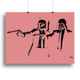Banksy Pulp Fiction Star Wars Red Canvas Print or Poster (Type: Standard Framed Canvas Print, size: 40" x 26" / 100cm x 65cm (approx))