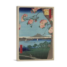 Suijin Shrine and Massaki on Sumida River (Type: Standard Framed Canvas Print, size: 16" x 12" / 42cm x 30cm (approx))