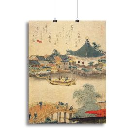 The Shrine Komagata Do in Komagata by Hokusai Canvas Print or Poster (Type: Poster Print, size: 12" x 8" / 30cm x 20cm (approx))