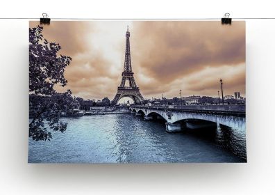 Eiffel Tower from Seine Canvas Print or Poster (Type: Standard Framed Canvas Print, size: 32" x 24" / 80cm x 60cm (approx))