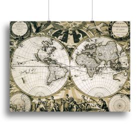 Old paper world map Holland Canvas Print or Poster (Type: Standard Framed Canvas Print, size: 32" x 24" / 80cm x 60cm (approx))