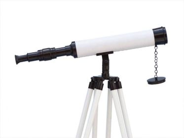 Floor Standing Harbor Master Telescope (style: 50" Bronze/White Leather)