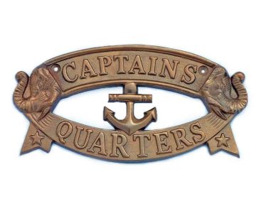Captain's Quarters Sign 9" (Finish: Antique Brass)