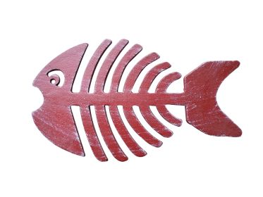 Cast Iron Fish Bone Trivet 11" (Finish: Rustic Red Whitewashed)
