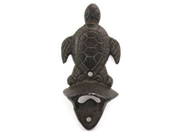 Cast Iron Wall Mounted Sea Turtle Bottle Opener 6" (Finish: Cast Iron)
