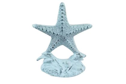 Cast Iron Starfish Door Stopper 11" (Finish: Dark Blue Whitewashed)