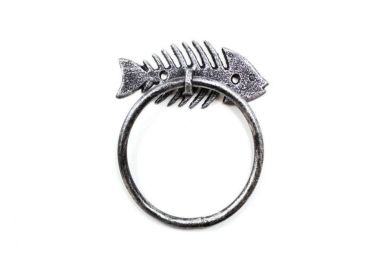 Cast Iron Fish Bone Towel Holder 5.5" (Finish: Rustic Silver)