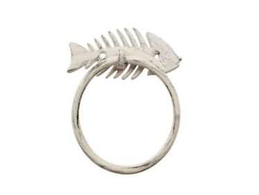 Cast Iron Fish Bone Towel Holder 5.5" (Finish: Whitewashed)
