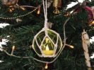 LED Lighted Japanese Glass Ball Fishing Float with Netting Christmas Tree Ornament 3"