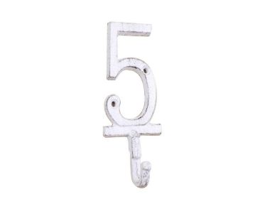 Cast Iron Number Wall Hook 6" (Option: 5 - Whitewashed)
