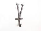 Cast Iron Letter V Alphabet Wall Hook 6"