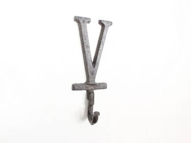 Cast Iron Letter V Alphabet Wall Hook 6" (Finish: Cast Iron)