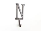 Cast Iron Letter N Alphabet Wall Hook 6"