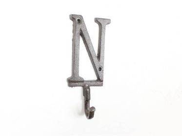 Cast Iron Letter N Alphabet Wall Hook 6" (Finish: Cast Iron)