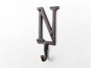 Cast Iron Letter N Alphabet Wall Hook 6"