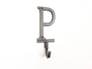 Cast Iron Letter P Alphabet Wall Hook 6" (Finish: Cast Iron)