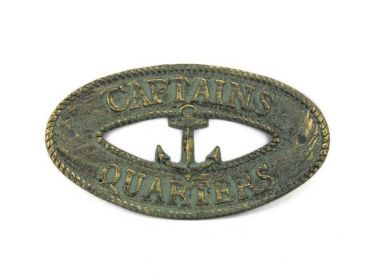 Oval Cast Iron Captains Quarters with Anchor Sign 8" (Finish: Antique Bronze)