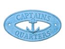 Oval Cast Iron Captains Quarters with Anchor Sign 8"