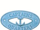 Oval Cast Iron Captains Quarters with Anchor Sign 8"