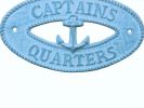 Oval Cast Iron Captains Quarters with Anchor Sign 8"