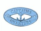 Oval Cast Iron Captains Quarters with Anchor Sign 8"