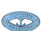 Oval Cast Iron Captains Quarters with Anchor Sign 8"