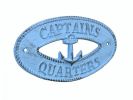 Oval Cast Iron Captains Quarters with Anchor Sign 8"