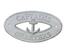 Oval Cast Iron Captains Quarters with Anchor Sign 8"