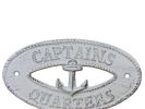 Oval Cast Iron Captains Quarters with Anchor Sign 8"